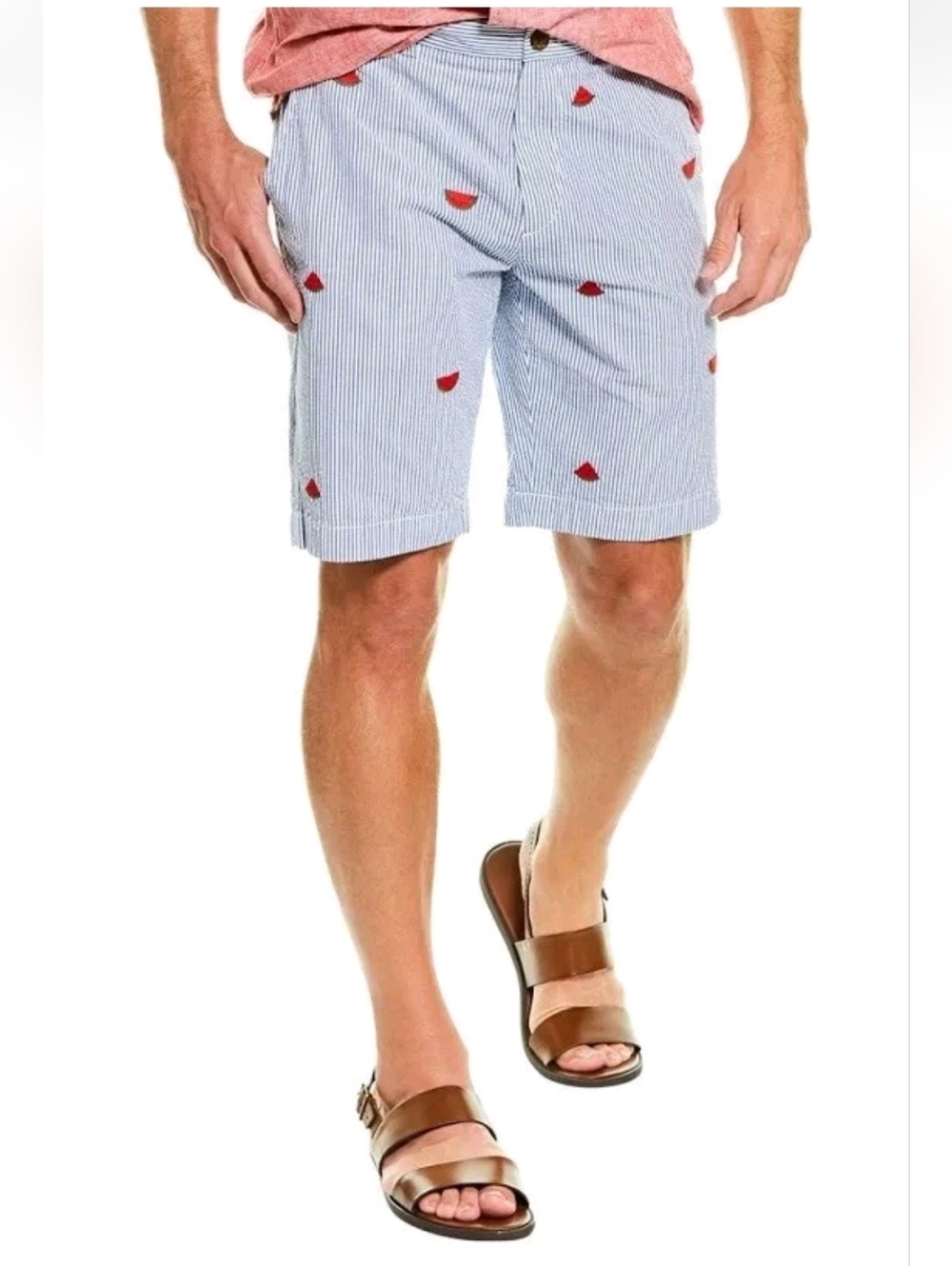 Brooks Brothers Blue Seersucker Shorts with Red Embroidery Size 38 Waist - Picture 1 of 8